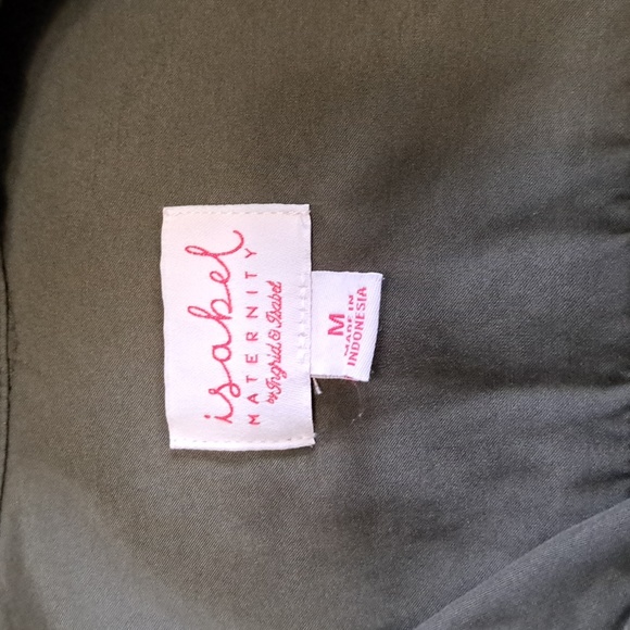 Isabel Maternity blouse medium olive green roll sleeve tunic. - Picture 7 of 9